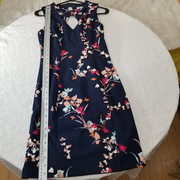 GUESS Strapless Floral Navy Sheath Dress SIZE 4 - Picture 6 of 9
